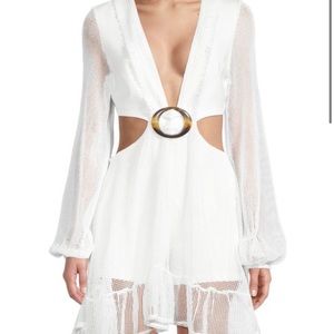 Bebe Cutout Mesh white dress